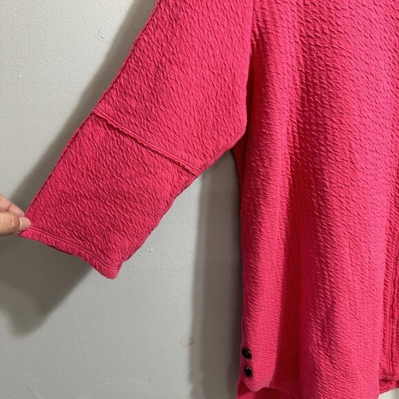 SOFT SURROUNDINGS Pink Shirt Button Side Detail Spring Summer Sz L - Picture 3 of 9